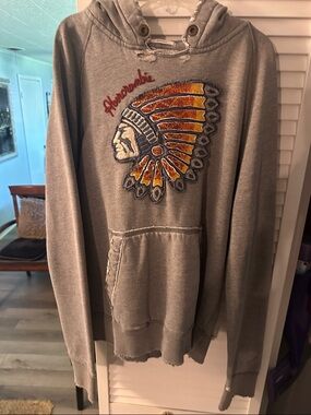 Abercrombie & Fitch Men’s Gray Hoodie with Embroidered Headdress